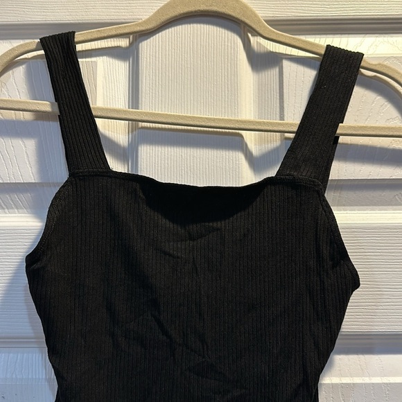 Reformation Jeans Amari Black Rib Knit Square Neck Mini Dress XS - Picture 5 of 8